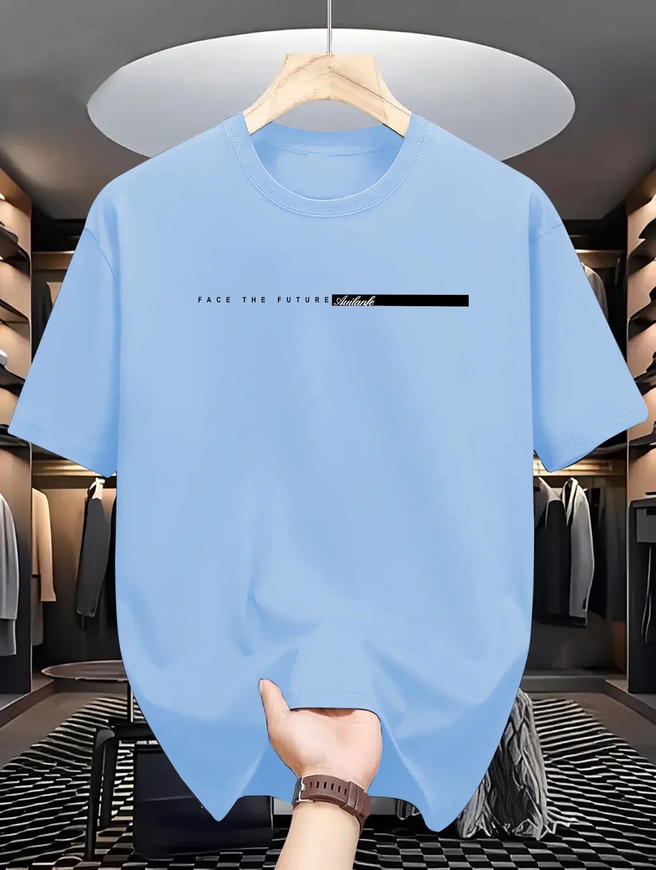 Summer men's 100% cotton casual loose fit large letter print round neck short sleeved T-shirt top High Street Unisex style