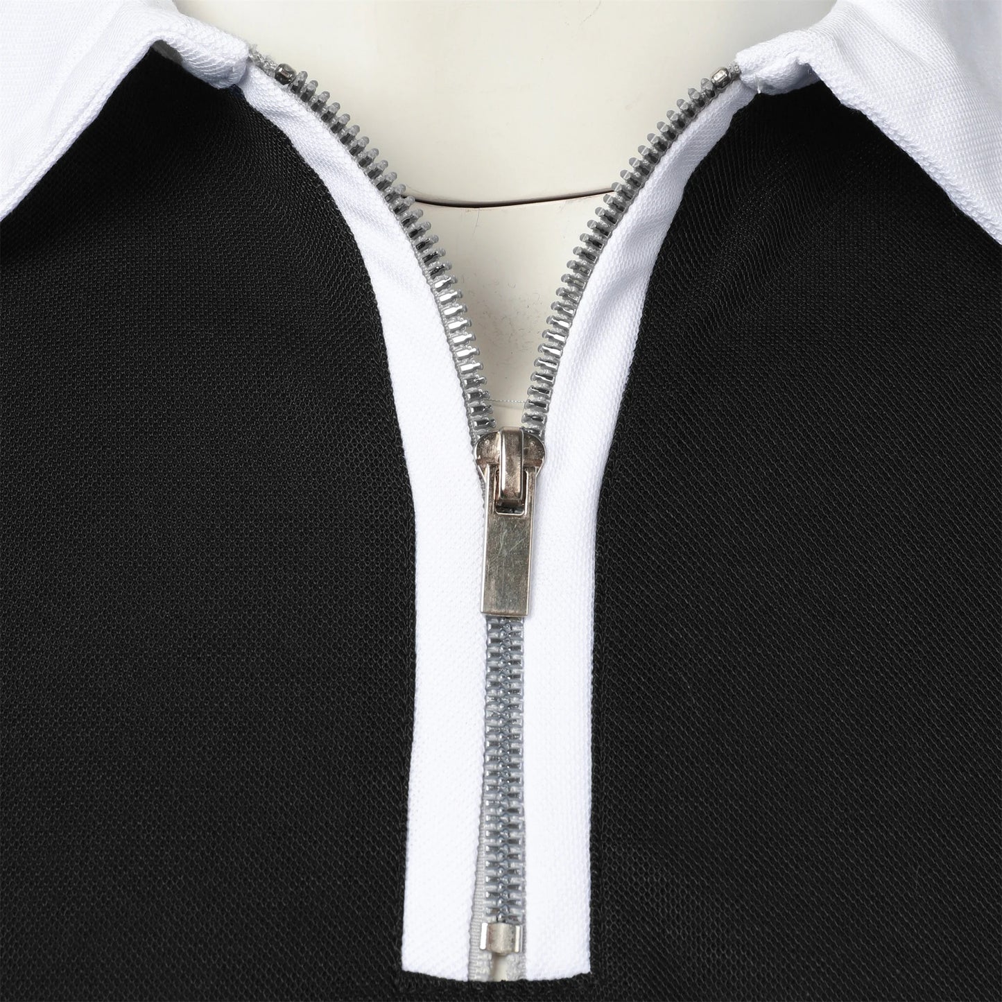 Men's Fashion Casual top Short Sleeve color with stylish zipper with men's lapel short sleeve top T-shirt Fashion short sleeve