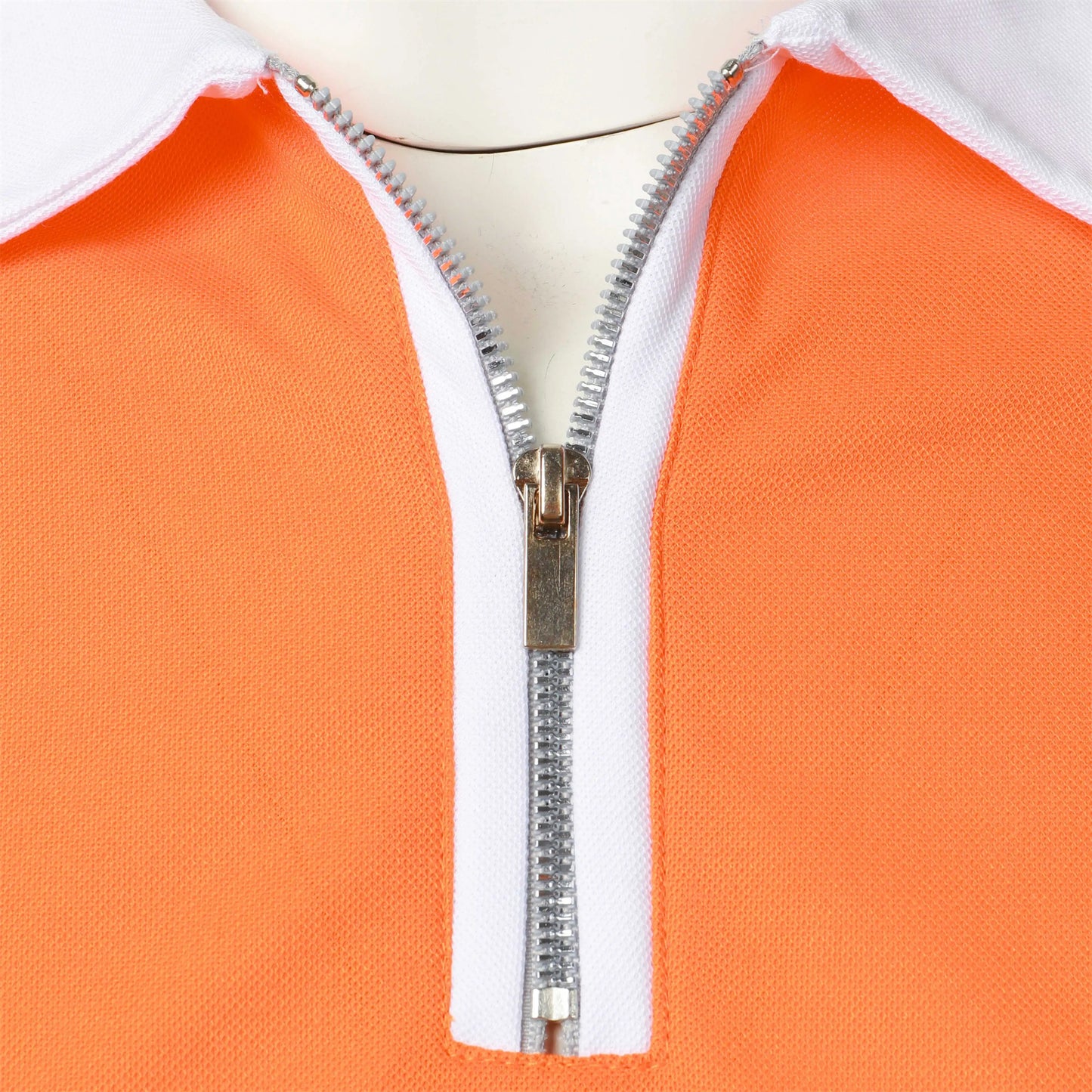Men's Fashion Casual top Short Sleeve color with stylish zipper with men's lapel short sleeve top T-shirt Fashion short sleeve