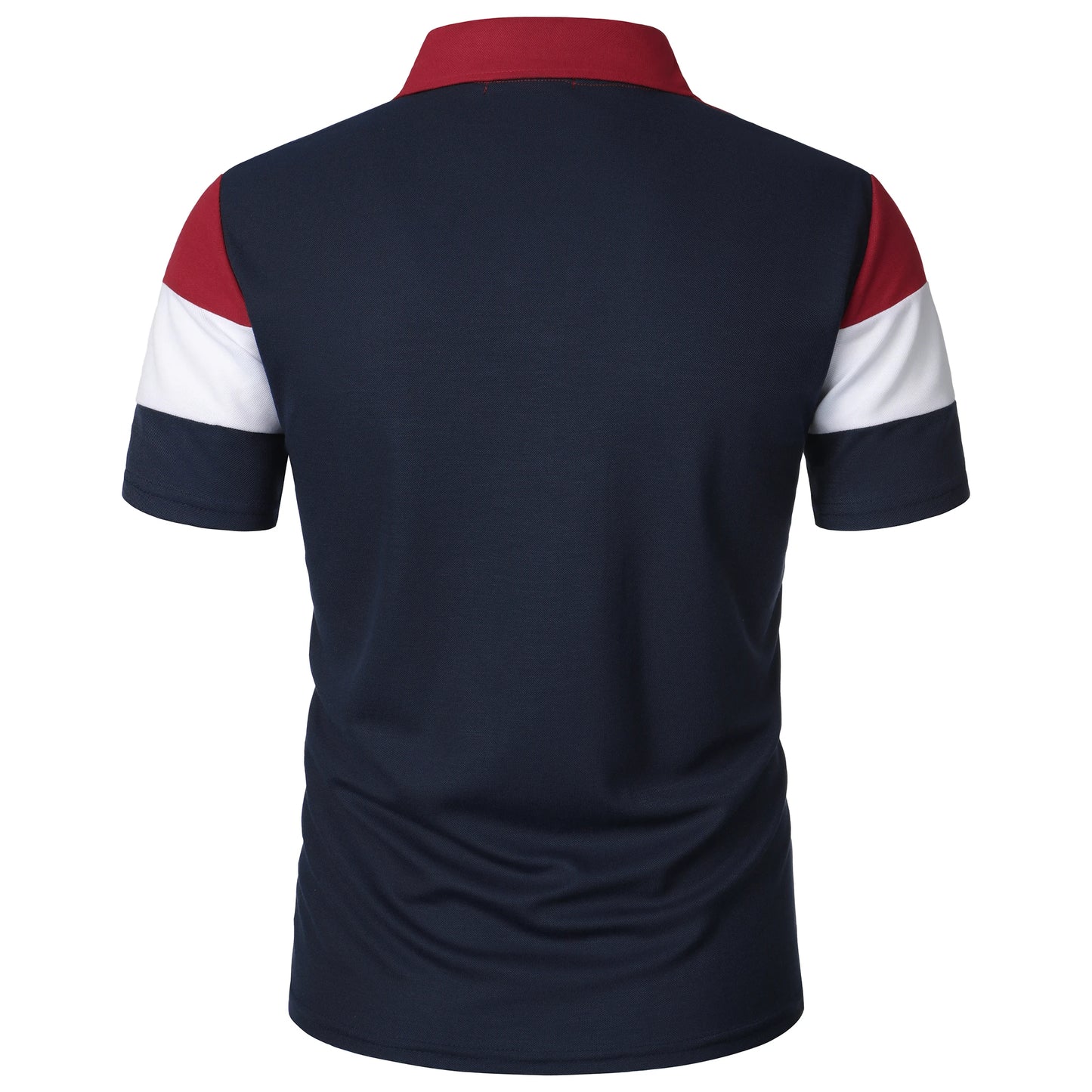 Men's short sleeve chest three stripes color matching fashion with men's lapel short sleeve men's fashion casual top T-shirt