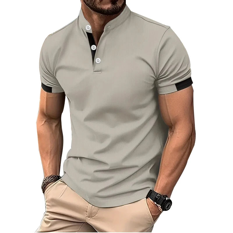 Men Clothes Spring Summer Short Sleeve Print Polo Shirt Fashion Casual Stand Collar Polo Shirt 100% Polyester Quick Drying Tops