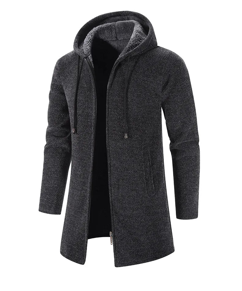 New Mens Long Sleeve Hooded Sweater for Men Zipper Sweatshirts Oversize Streetwear Warm Solid Color Autumn Jacket Hoodie Men 