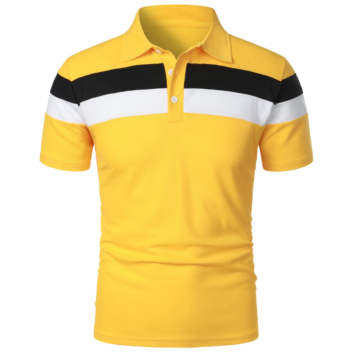 Men's short sleeve chest three stripes color matching fashion with men's lapel short sleeve men's fashion casual top T-shirt