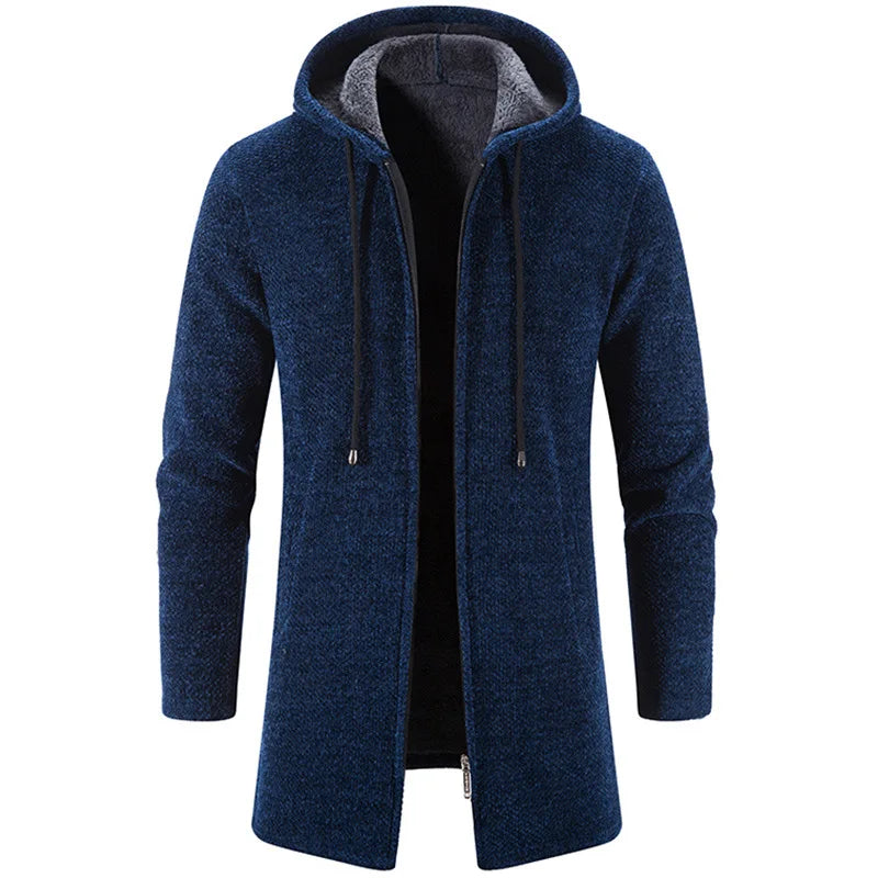 New Mens Long Sleeve Hooded Sweater for Men Zipper Sweatshirts Oversize Streetwear Warm Solid Color Autumn Jacket Hoodie Men 