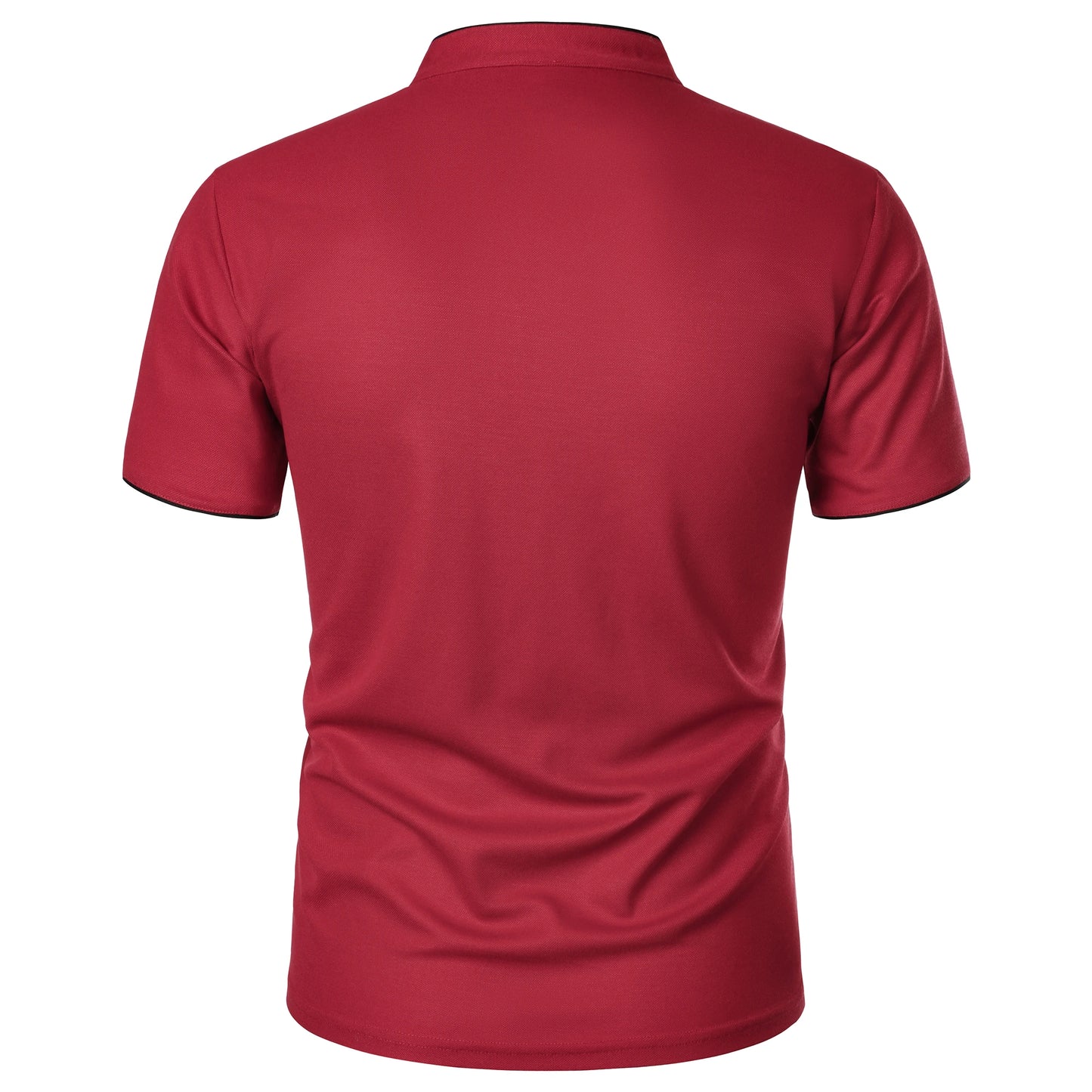Men's solid color short-sleeved stand collar T-shirt casual top