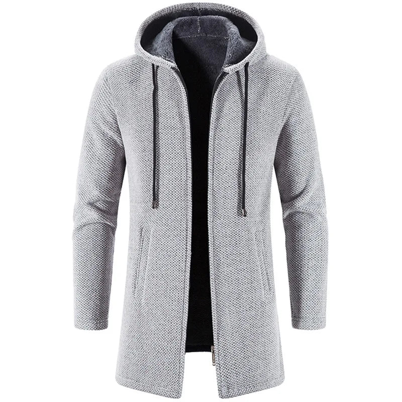 New Mens Long Sleeve Hooded Sweater for Men Zipper Sweatshirts Oversize Streetwear Warm Solid Color Autumn Jacket Hoodie Men 