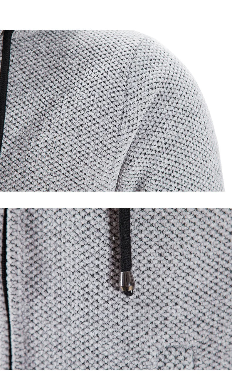 New Mens Long Sleeve Hooded Sweater for Men Zipper Sweatshirts Oversize Streetwear Warm Solid Color Autumn Jacket Hoodie Men 