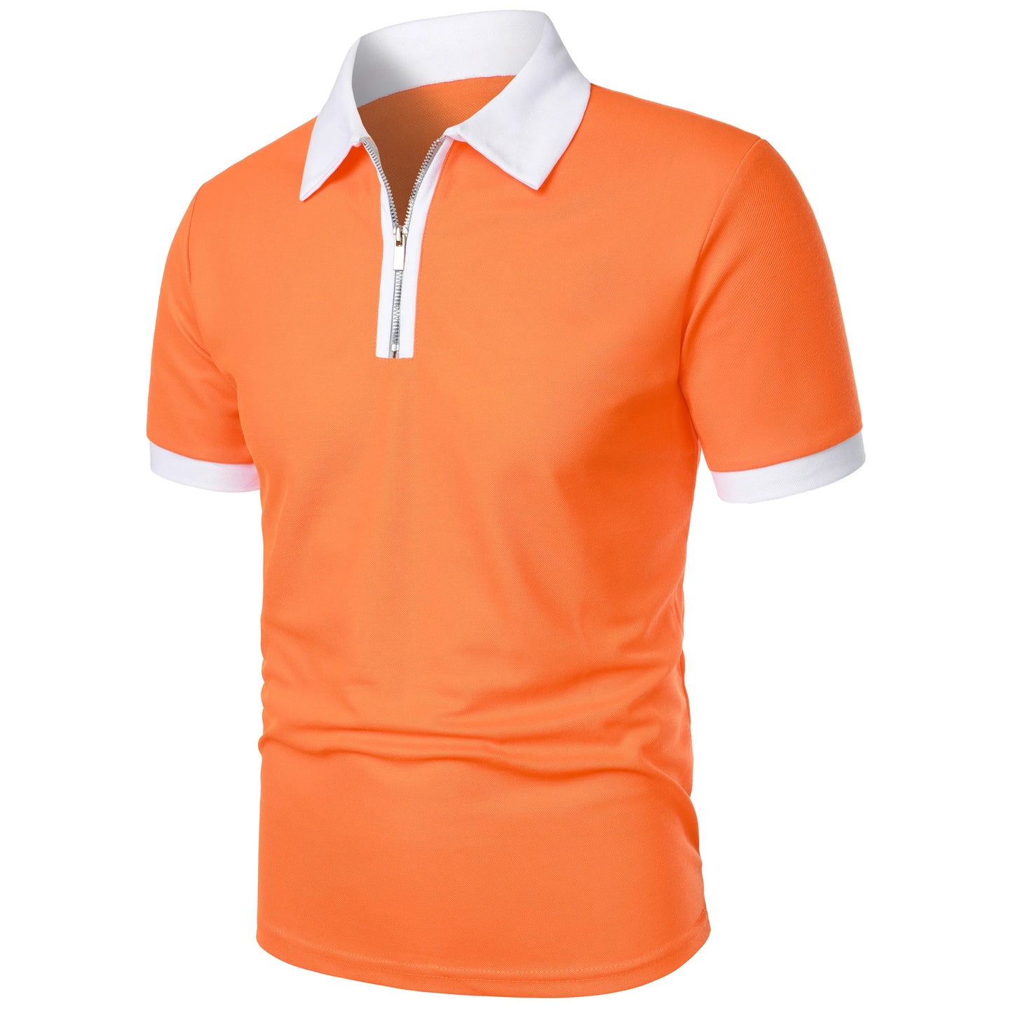 Men's Fashion Casual top Short Sleeve color with stylish zipper with men's lapel short sleeve top T-shirt Fashion short sleeve