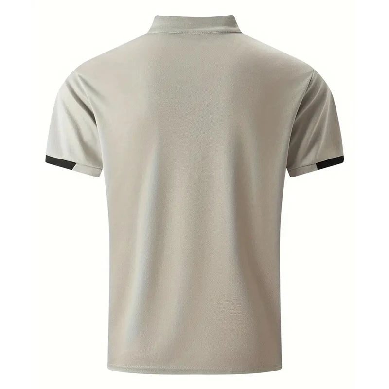 Men Clothes Spring Summer Short Sleeve Print Polo Shirt Fashion Casual Stand Collar Polo Shirt 100% Polyester Quick Drying Tops