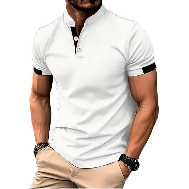Men Clothes Spring Summer Short Sleeve Print Polo Shirt Fashion Casual Stand Collar Polo Shirt 100% Polyester Quick Drying Tops