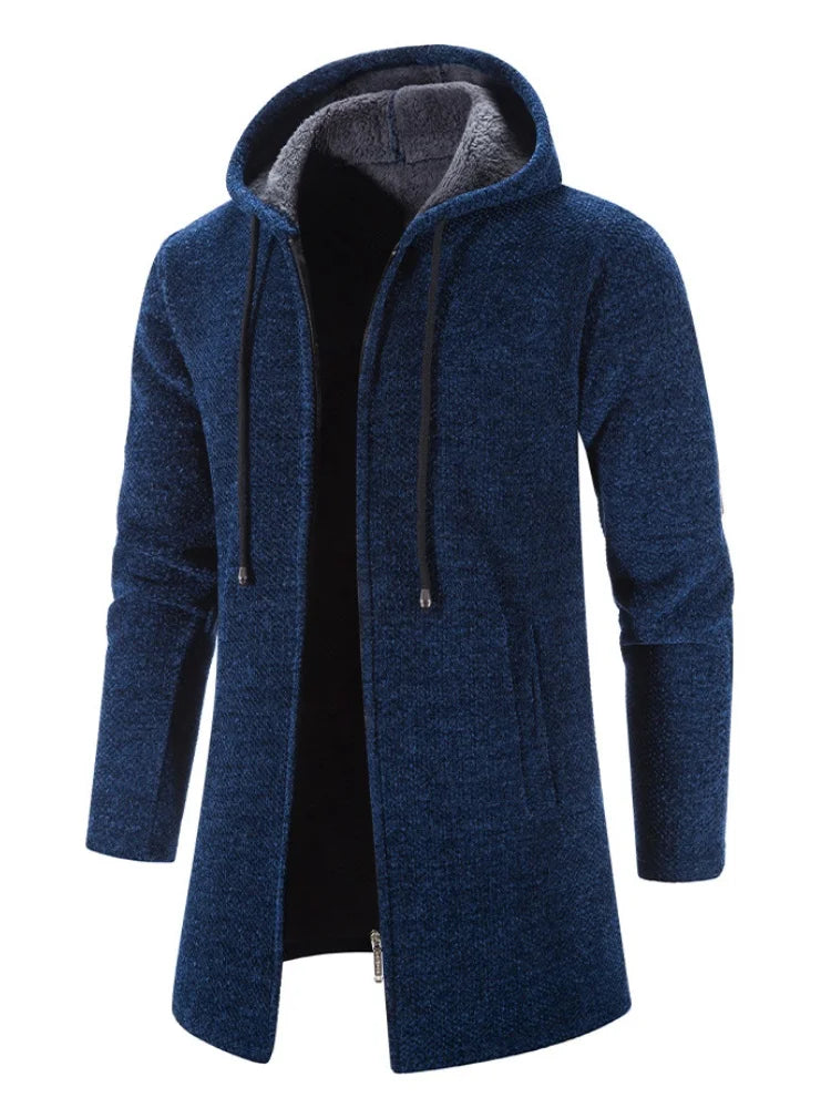 New Mens Long Sleeve Hooded Sweater for Men Zipper Sweatshirts Oversize Streetwear Warm Solid Color Autumn Jacket Hoodie Men 