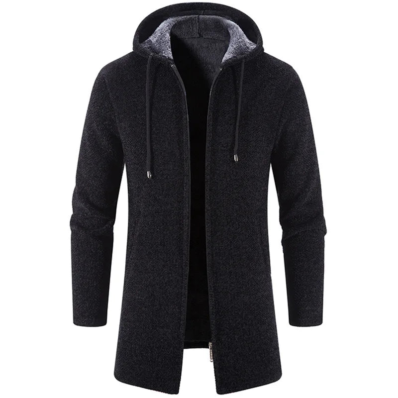 New Mens Long Sleeve Hooded Sweater for Men Zipper Sweatshirts Oversize Streetwear Warm Solid Color Autumn Jacket Hoodie Men 