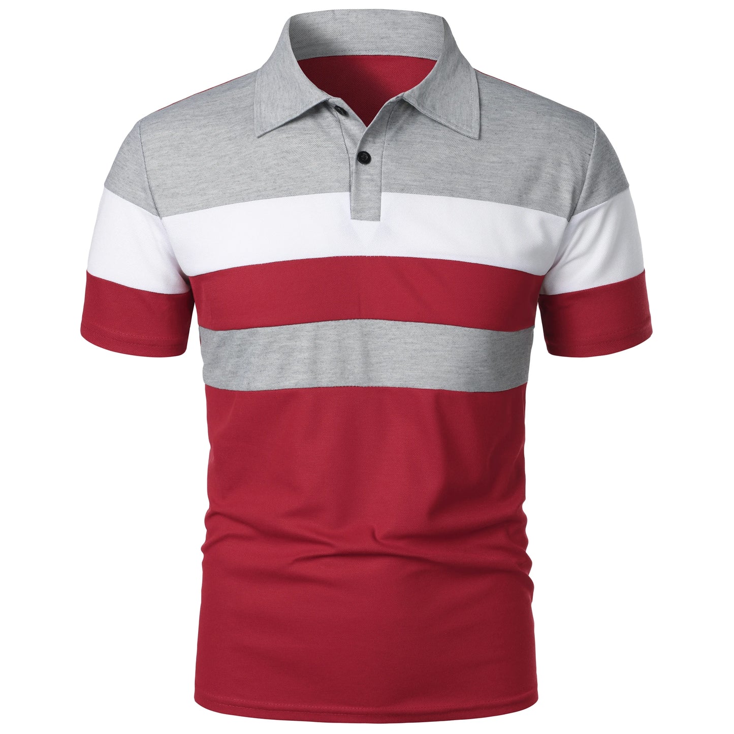 Men's short sleeve chest three stripes color matching fashion with men's lapel short sleeve men's fashion casual top T-shirt