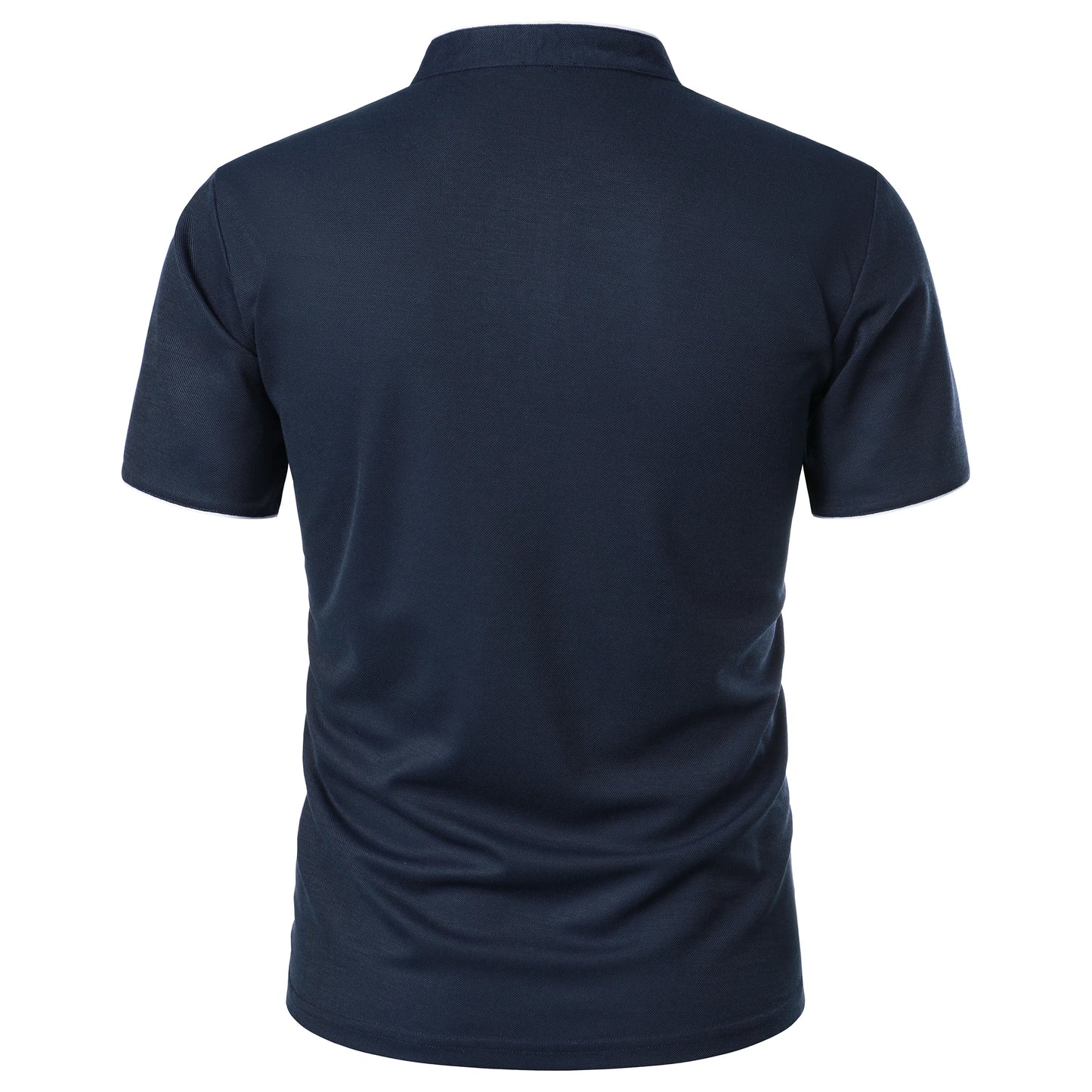 Men's solid color short-sleeved stand collar T-shirt casual top