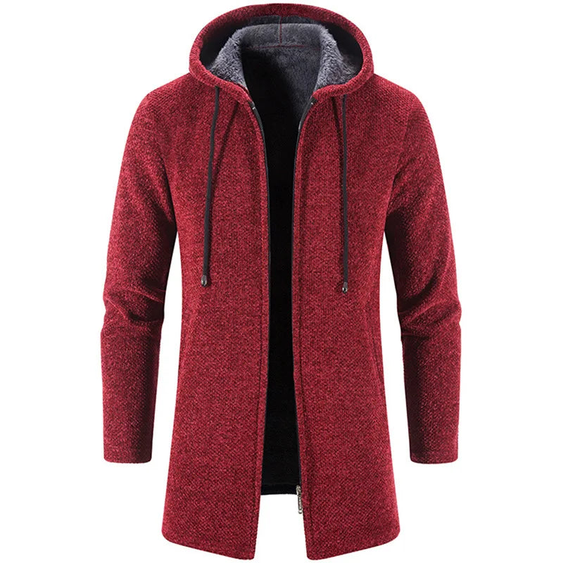 New Mens Long Sleeve Hooded Sweater for Men Zipper Sweatshirts Oversize Streetwear Warm Solid Color Autumn Jacket Hoodie Men 