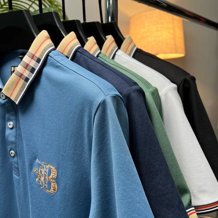 Men's short sleeved luxury brand POLO shirt summer new jacquard design fashionable classic golf top soft breathable T-shirt