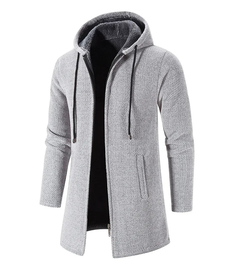 New Mens Long Sleeve Hooded Sweater for Men Zipper Sweatshirts Oversize Streetwear Warm Solid Color Autumn Jacket Hoodie Men 