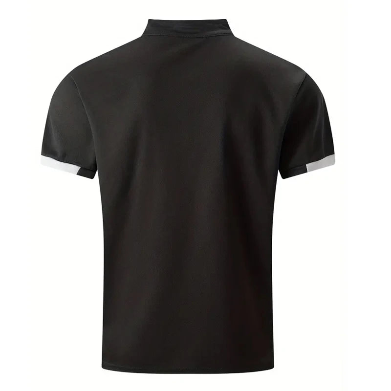 Men Clothes Spring Summer Short Sleeve Print Polo Shirt Fashion Casual Stand Collar Polo Shirt 100% Polyester Quick Drying Tops