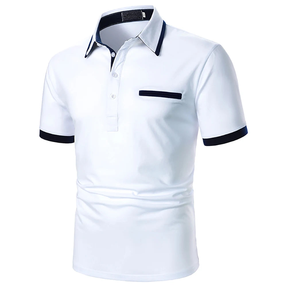Men Polo Men Shirt Short Sleeve Polo Shirt Contrast Color Polo New Clothing Summer Urban Business Casual Fashion Men tops