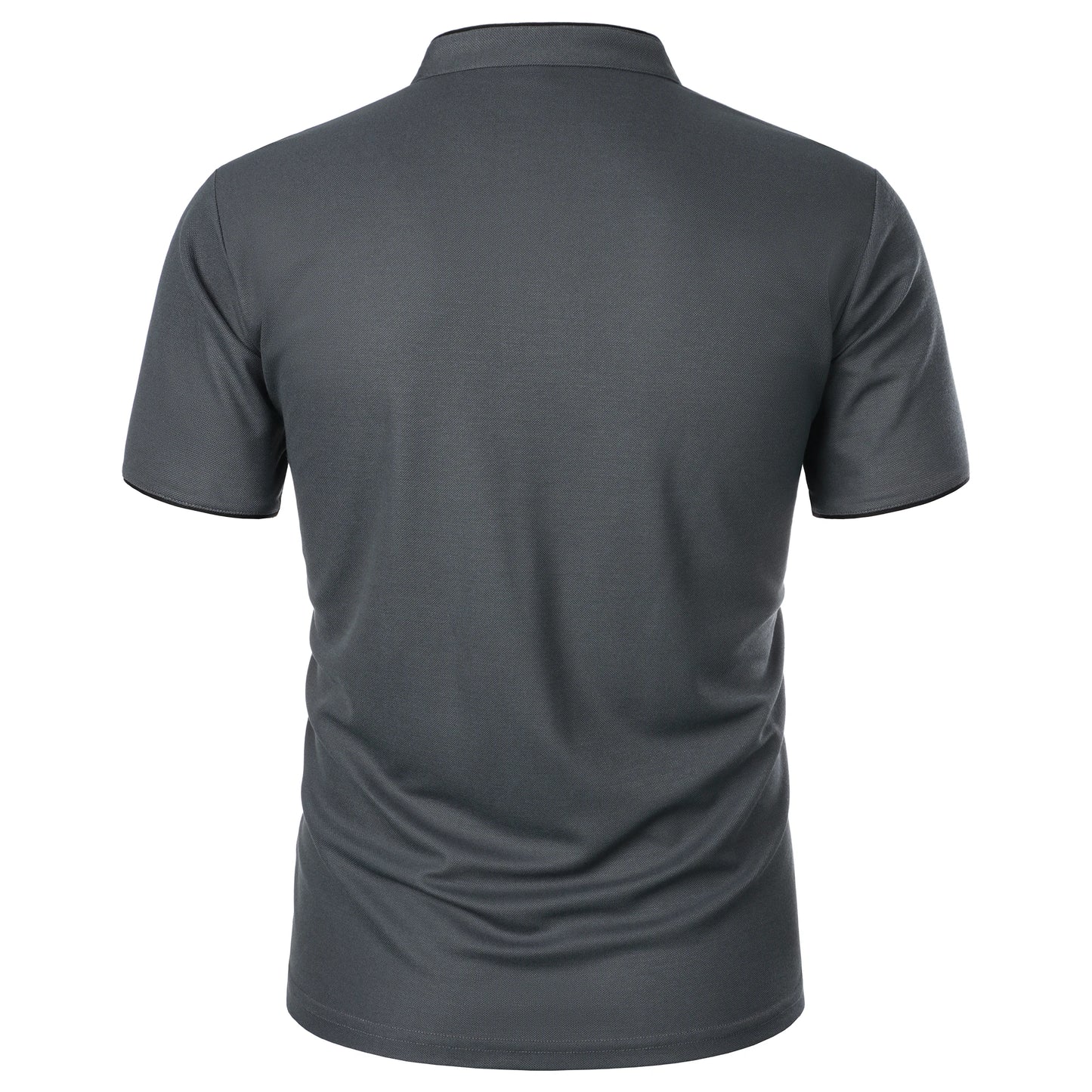 Men's solid color short-sleeved stand collar T-shirt casual top