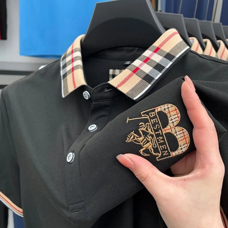 Men's short sleeved luxury brand POLO shirt summer new jacquard design fashionable classic golf top soft breathable T-shirt