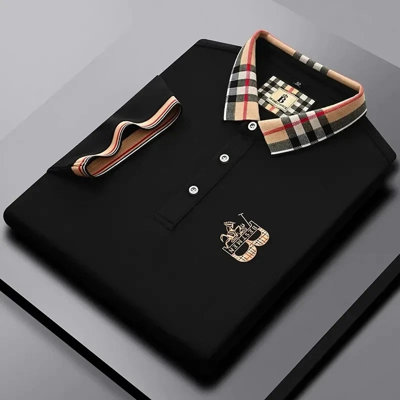 Men's short sleeved luxury brand POLO shirt summer new jacquard design fashionable classic golf top soft breathable T-shirt