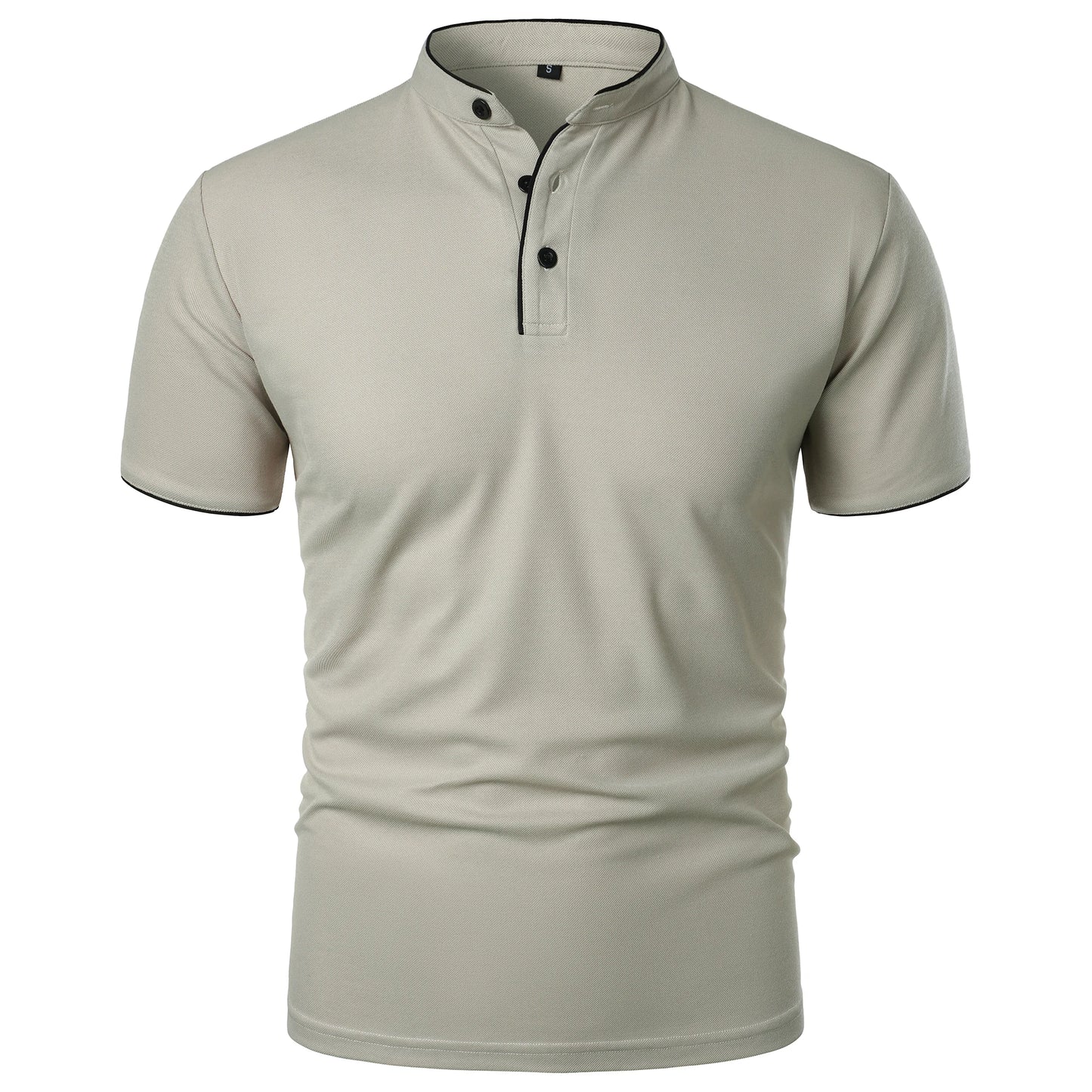 Men's solid color short-sleeved stand collar T-shirt casual top