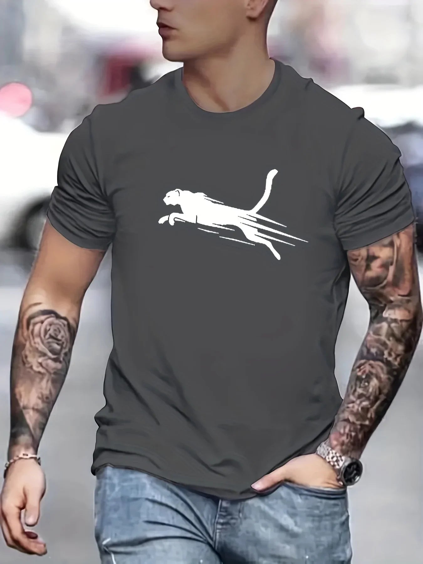 2024 T-shirt Summer New 100% Cotton Fashion Men's English Letter Print Pattern Casual Loose Street Fitness High Quality Top