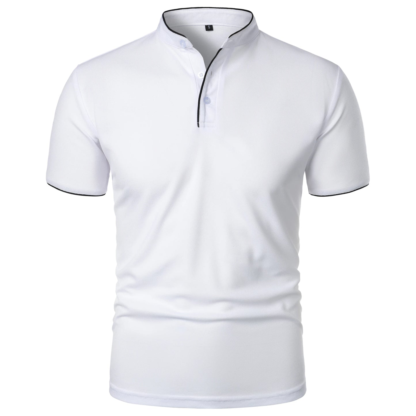 Men's solid color short-sleeved stand collar T-shirt casual top