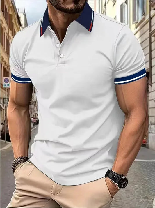 Men's short-sleeved top Short-sleeved daily casual lapel casual short-sleeved button-down T-shirt Men's casual top T-shirt