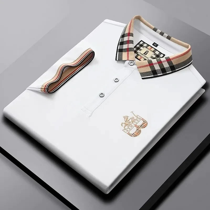 Men's short sleeved luxury brand POLO shirt summer new jacquard design fashionable classic golf top soft breathable T-shirt