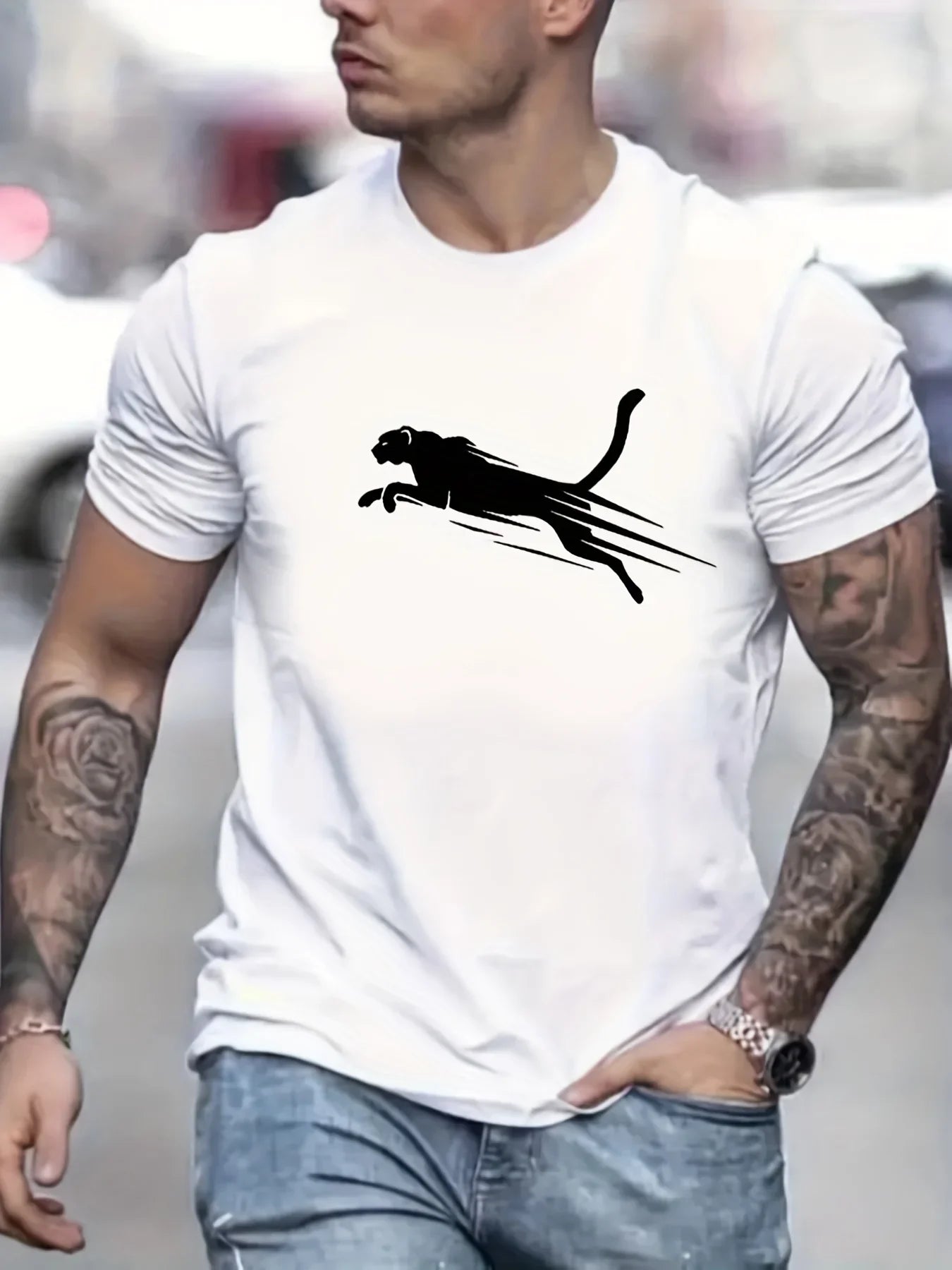 2024 T-shirt Summer New 100% Cotton Fashion Men's English Letter Print Pattern Casual Loose Street Fitness High Quality Top