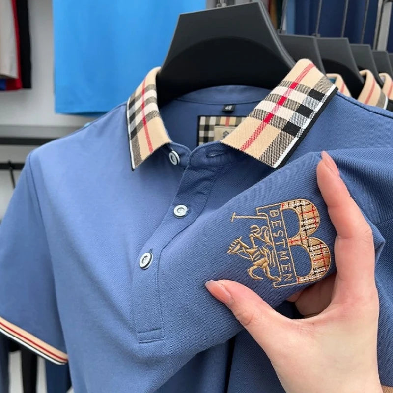Men's short sleeved luxury brand POLO shirt summer new jacquard design fashionable classic golf top soft breathable T-shirt