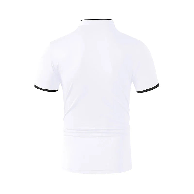 2025 New Men's Casual and Fashionable Solid Color Short Sleeved Stand Up Collar T-shirt Summer Versatile and Comfortable Top