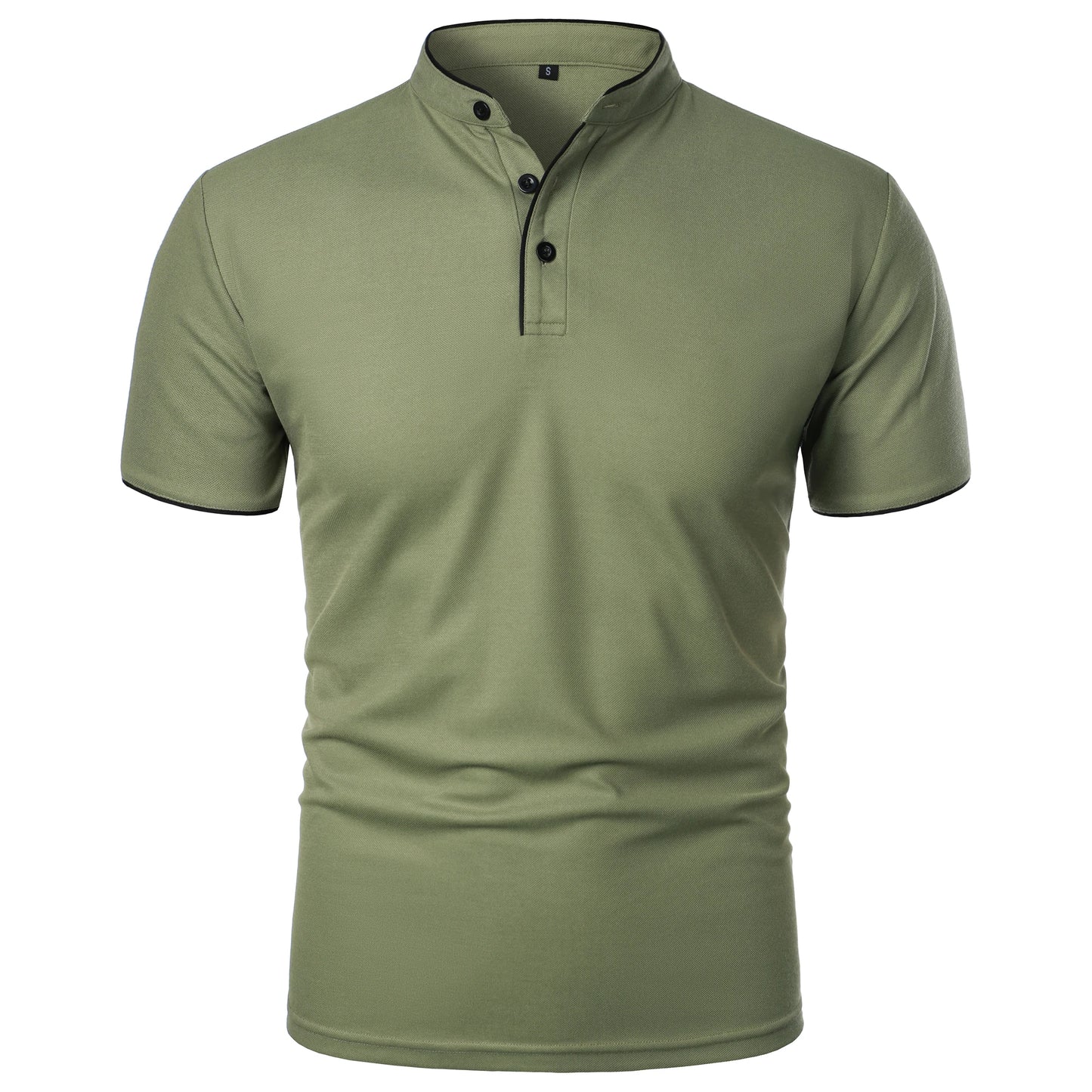 Men's solid color short-sleeved stand collar T-shirt casual top