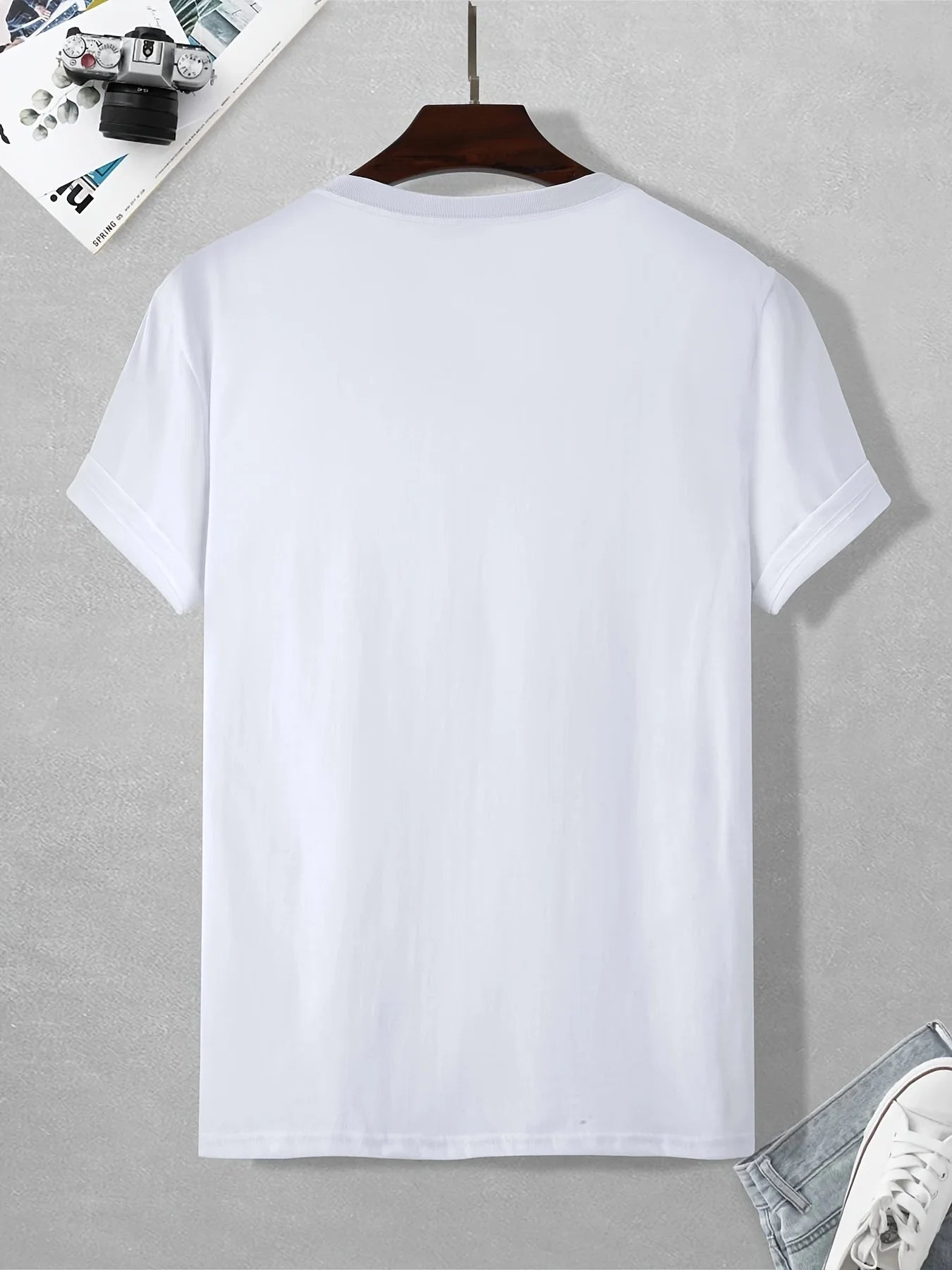 Men's 100% pure cotton summer loose fit large Usa print casual slim fit round neck short sleeved T-shirt top