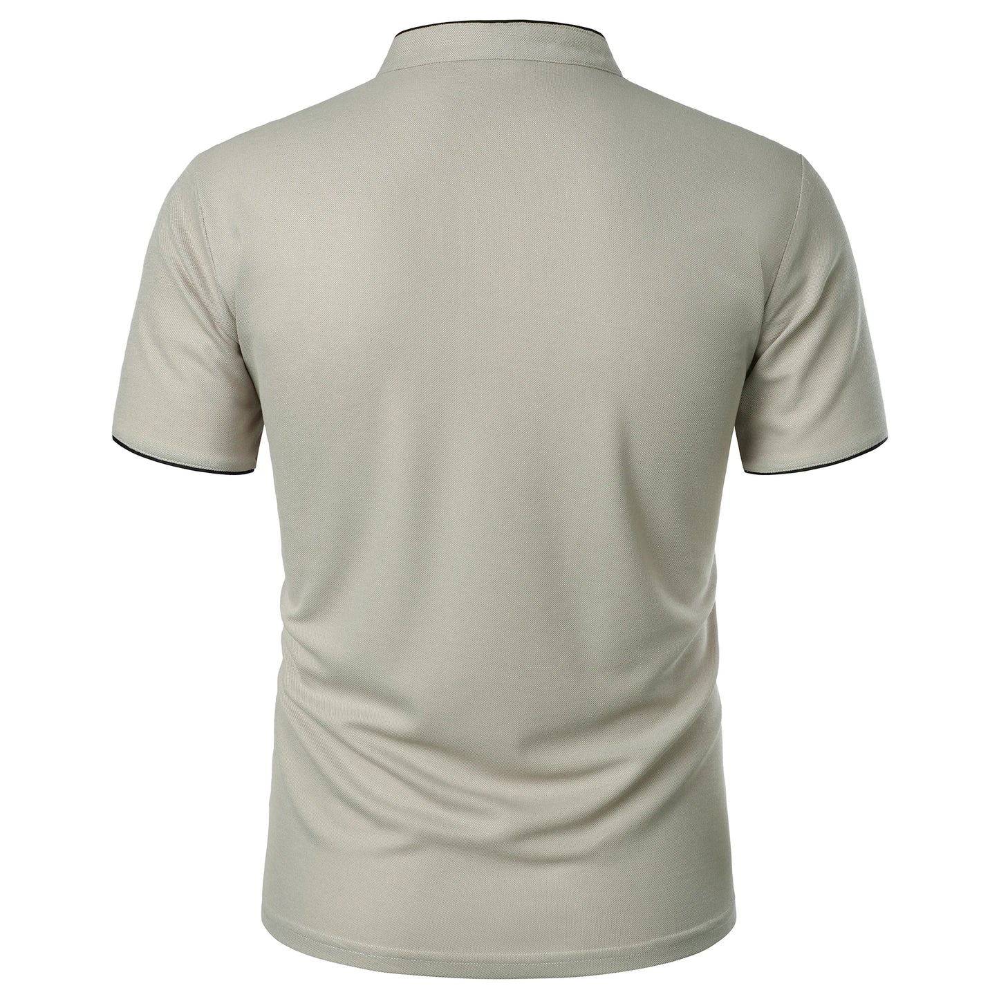 Men's solid color short-sleeved stand collar T-shirt casual top