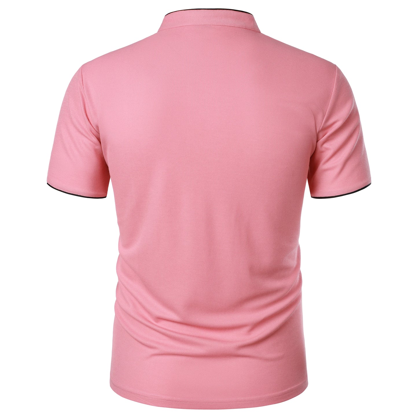 Men's solid color short-sleeved stand collar T-shirt casual top
