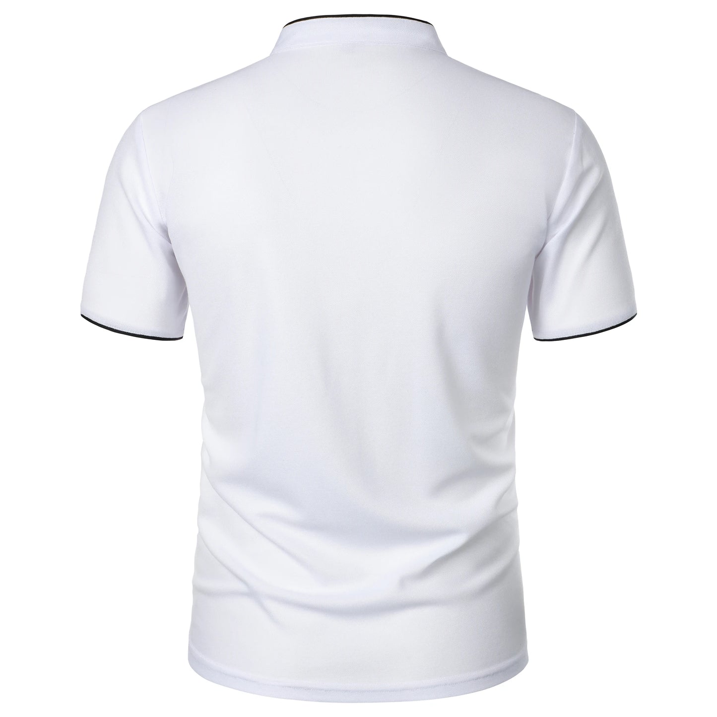 Men's solid color short-sleeved stand collar T-shirt casual top