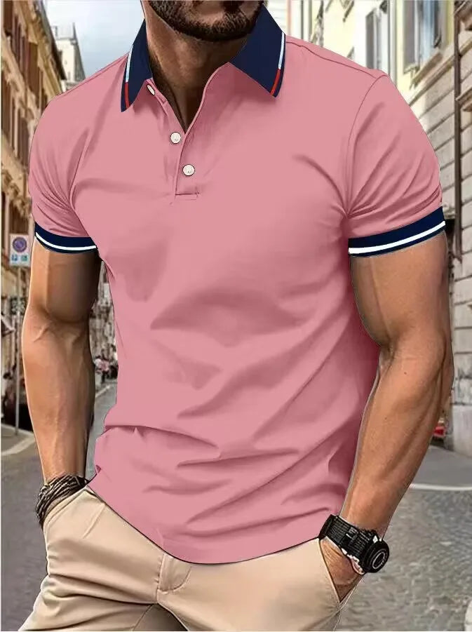 Men's short-sleeved top Short-sleeved daily casual lapel casual short-sleeved button-down T-shirt Men's casual top T-shirt