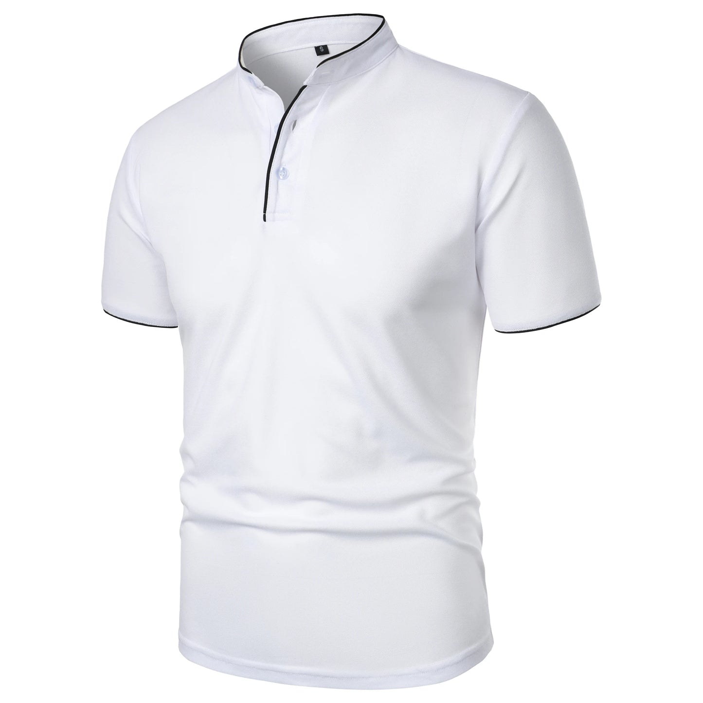 Men's solid color short-sleeved stand collar T-shirt casual top