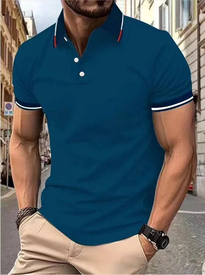 Men's short-sleeved top Short-sleeved daily casual lapel casual short-sleeved button-down T-shirt Men's casual top T-shirt