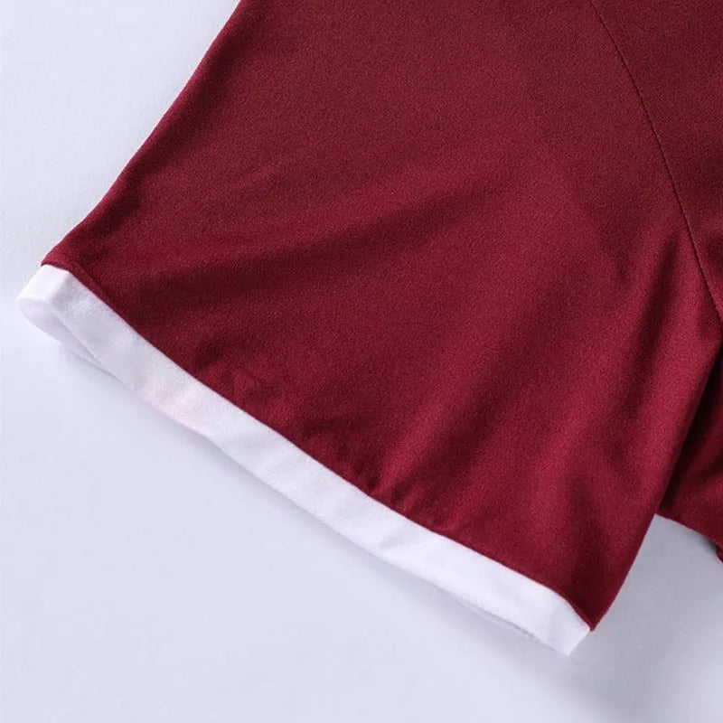 2025 New Men's Casual and Fashionable Solid Color Short Sleeved Stand Up Collar T-shirt Summer Versatile and Comfortable Top