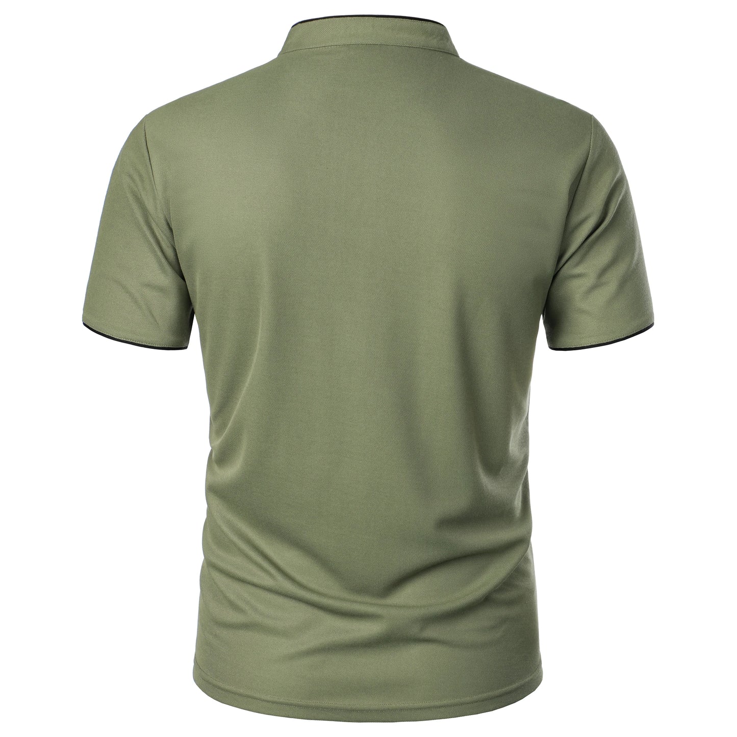 Men's solid color short-sleeved stand collar T-shirt casual top