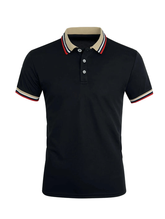 Men Summer Solid Casual Office Breathable Cotton Polo Shirt Fashion Brand Male Business High Quality Striped Short Sleeve Top
