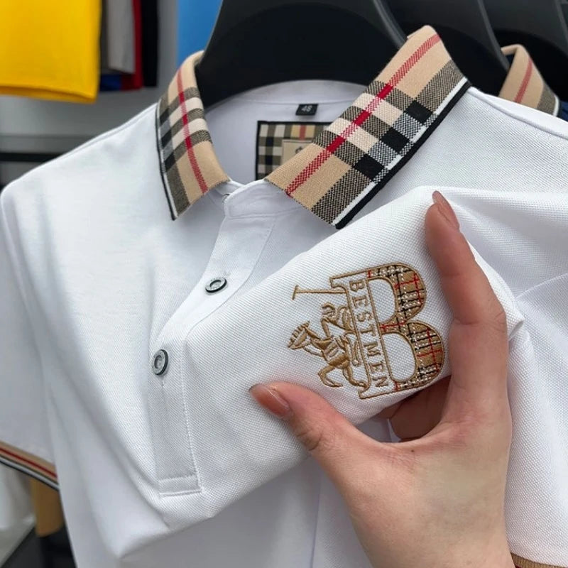 Men's short sleeved luxury brand POLO shirt summer new jacquard design fashionable classic golf top soft breathable T-shirt