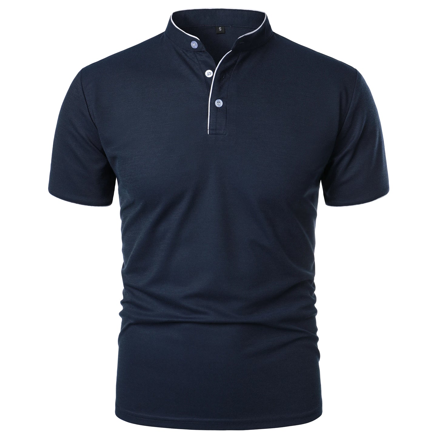 Men's solid color short-sleeved stand collar T-shirt casual top