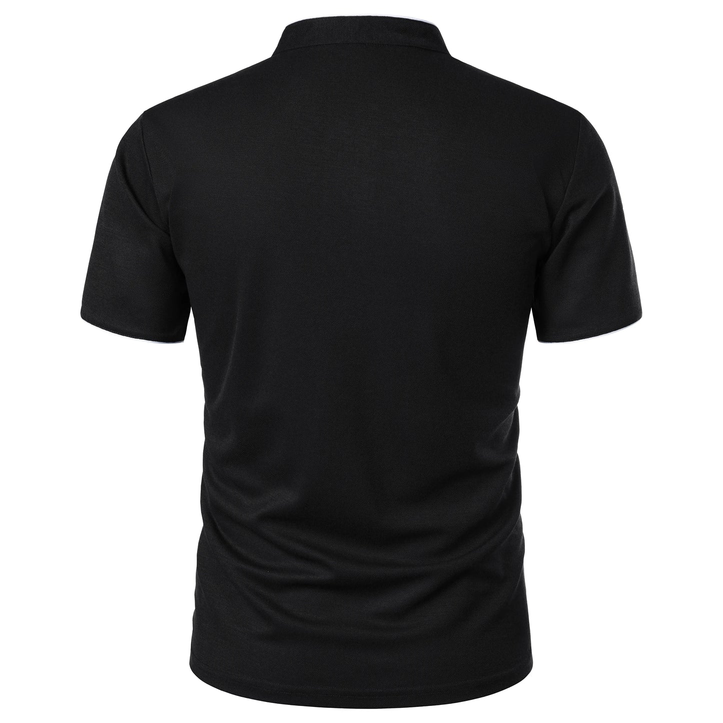 Men's solid color short-sleeved stand collar T-shirt casual top